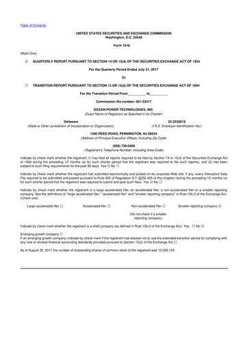 Thumbnail Ocean Power Technologies
 10-Q Quarterly Report FY2018 