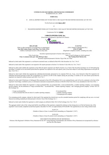 Thumbnail 1-800-Flowers.com, Inc.
 10-K Annual Report 2017