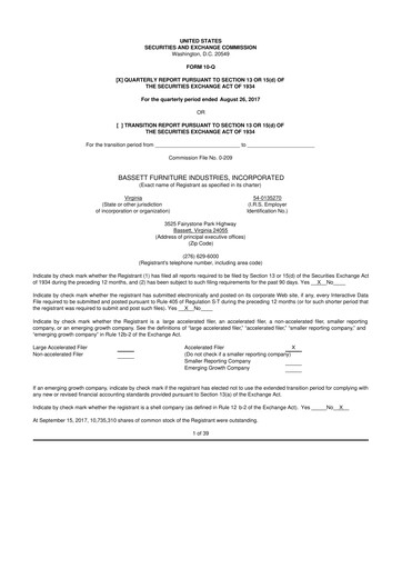 Thumbnail Bassett Furniture 10-Q Quarterly Report FY2017 