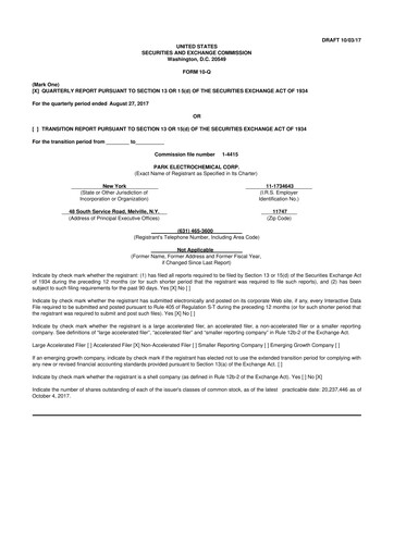 Miniature Park Aerospace 10-Q Rapport trimestriel 2018 