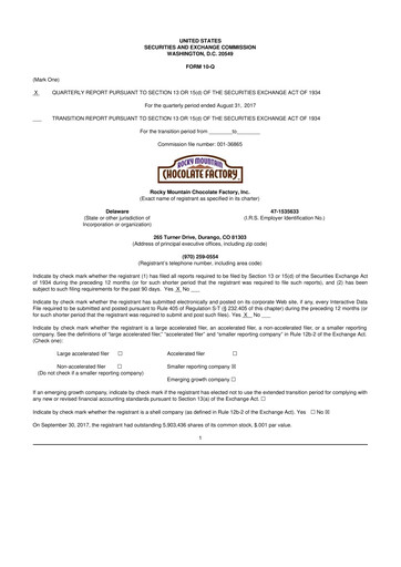 Thumbnail Rocky Mountain Chocolate Factory 10-Q Quarterly Report FY2018 