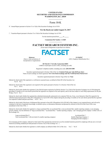 Thumbnail FactSet 10-K Annual Report 2017