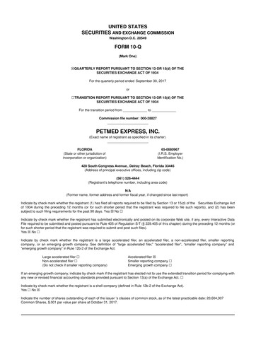 Thumbnail PetMed Express
 10-Q Quarterly Report FY2018 
