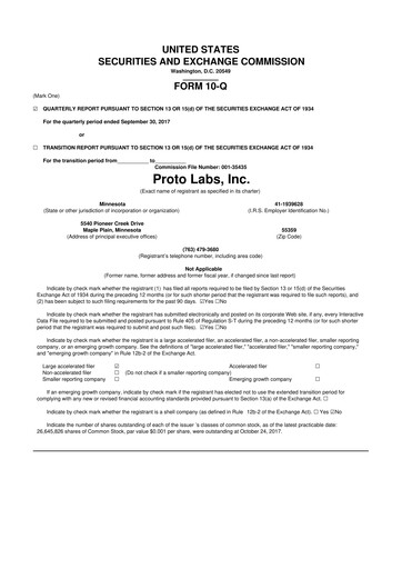 Thumbnail Protolabs 10-Q Quarterly Report FY2017 