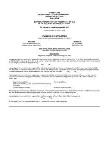 Thumbnail Twin Disc
 10-Q Quarterly Report FY 