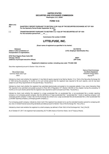 Thumbnail Littelfuse 10-Q Quarterly Report FY2017 