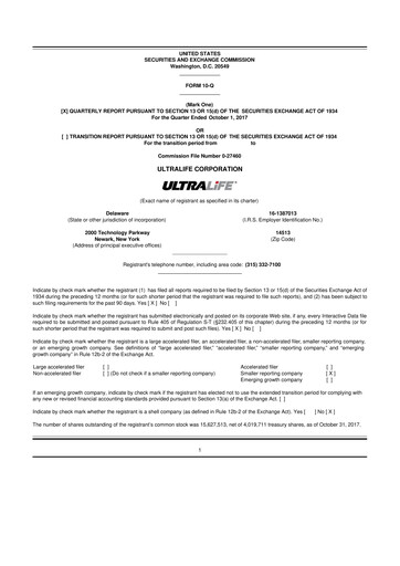 Thumbnail Ultralife Corporation 10-Q Quarterly Report FY2017 