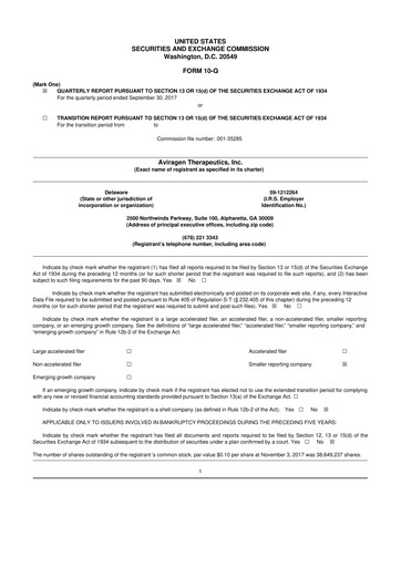 Thumbnail Vaxart 10-Q Quarterly Report FY2018 