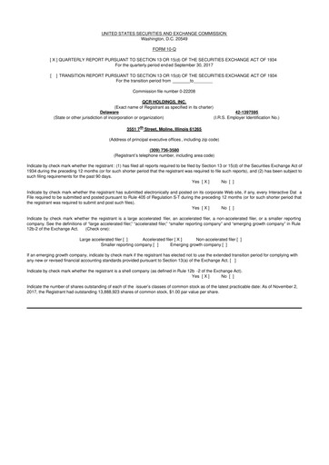 Miniature QCR Holdings
 10-Q Rapport trimestriel 2017 