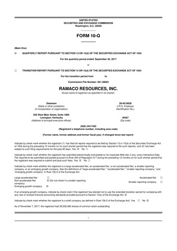 Thumbnail Ramaco Resources
 10-Q Quarterly Report FY2017 