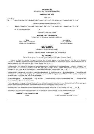 Thumbnail Ames National Corp. 10-Q Quarterly Report FY 