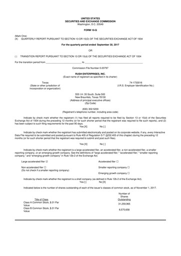 Thumbnail Rush Enterprises
 10-Q Quarterly Report FY2017 