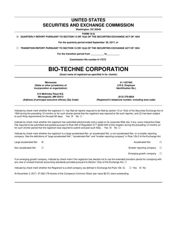 Vorschaubild Bio-Techne 10-Q Quartalsbericht 2018 