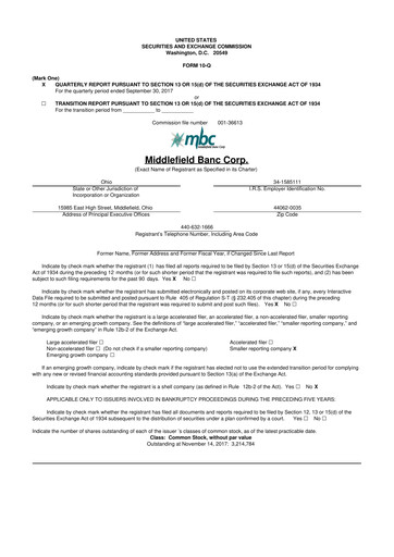Thumbnail Middlefield Banc
 10-Q Quarterly Report FY2017 
