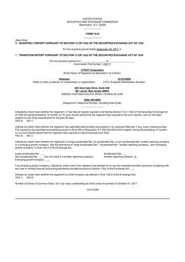 Vorschaubild inTEST Corporation 10-Q Quartalsbericht 2017 