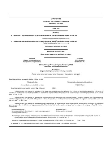 Vorschaubild Milestone Scientific 10-Q Quartalsbericht 2017 