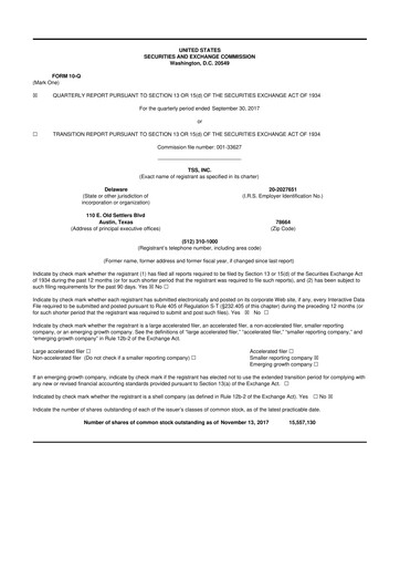 Thumbnail TSS, Inc. 10-Q Quarterly Report FY2017 