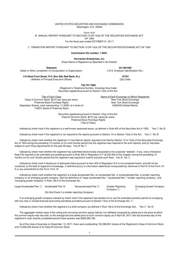Thumbnail Hovnanian Enterprises
 10-K Annual Report 
