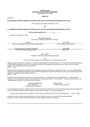 Thumbnail Ethan Allen
 10-Q Quarterly Report FY2018 