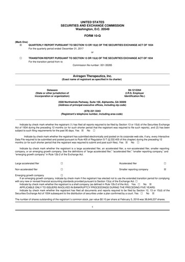 Thumbnail Vaxart 10-Q Quarterly Report FY2018 