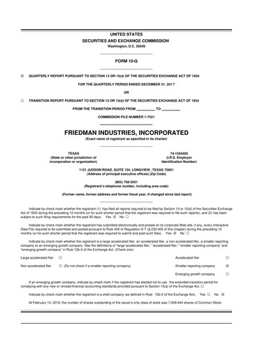 Vorschaubild Friedman Industries 10-Q Quartalsbericht 2018 