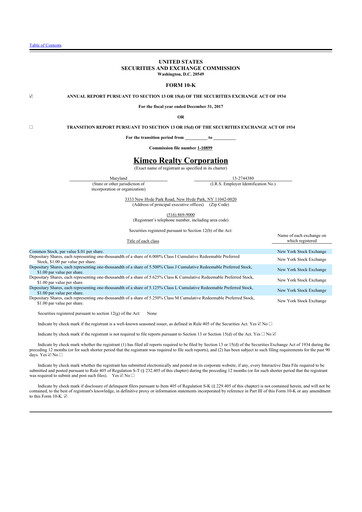 Thumbnail Kimco Realty
 10-K Annual Report 2017