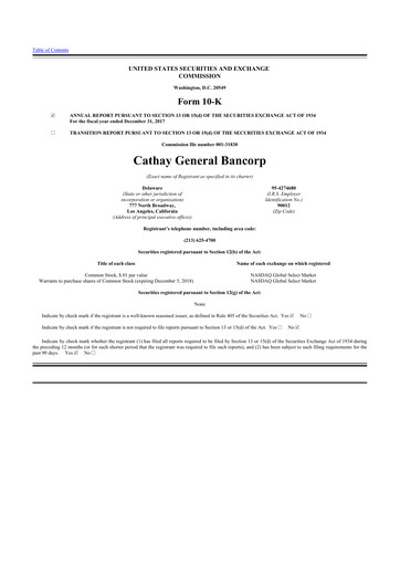 Thumbnail Cathay General Bancorp 10-K Annual Report 2017