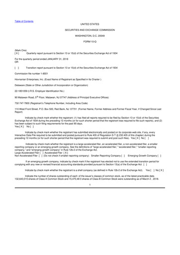 Vorschaubild Hovnanian Enterprises
 10-Q Quartalsbericht  