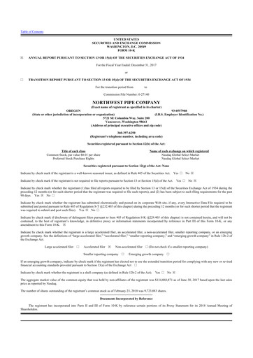 Thumbnail Northwest Pipe Company
 10-K Annual Report 2017