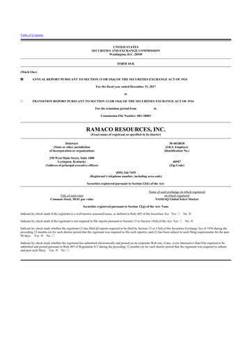 Thumbnail Ramaco Resources
 10-K Annual Report 2017