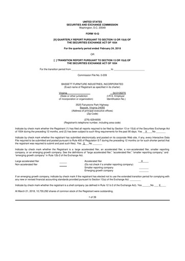 Thumbnail Bassett Furniture 10-Q Quarterly Report FY2018 