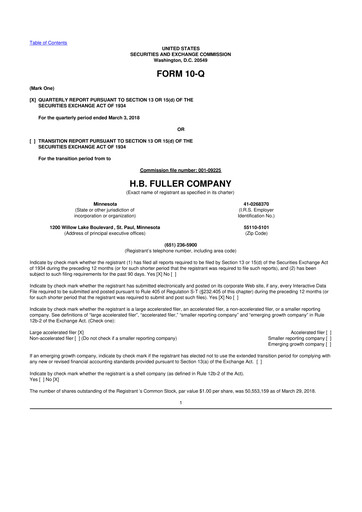 Thumbnail H.B. Fuller
 10-Q Quarterly Report FY 