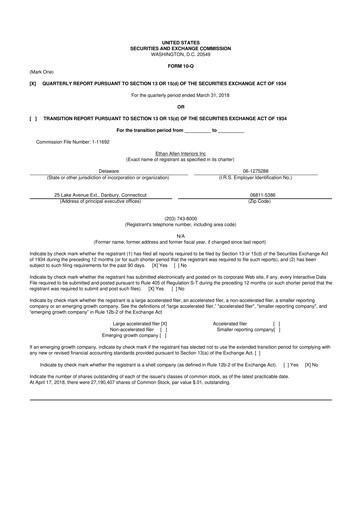 Thumbnail Ethan Allen
 10-Q Quarterly Report FY2018 