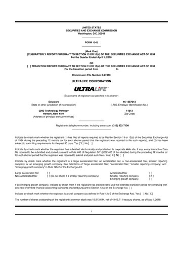 Thumbnail Ultralife Corporation 10-Q Quarterly Report FY2018 