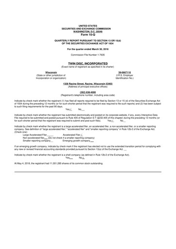 Thumbnail Twin Disc
 10-Q Quarterly Report FY 
