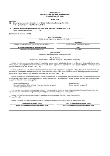 Thumbnail Gray Media
 10-Q Quarterly Report FY2018 