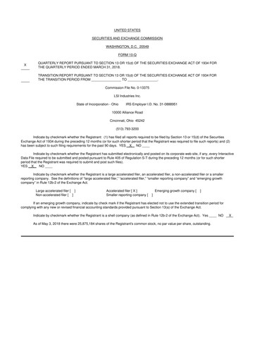 Miniature LSI Industries 10-Q Rapport trimestriel 2018 
