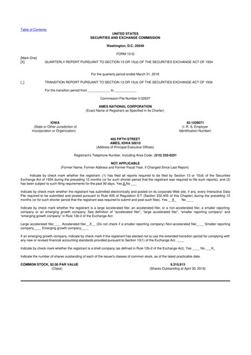 Thumbnail Ames National Corp. 10-Q Quarterly Report FY 