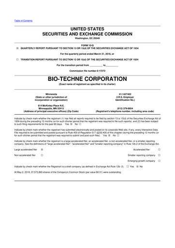 Vorschaubild Bio-Techne 10-Q Quartalsbericht 2018 