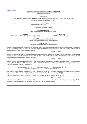 Miniature QCR Holdings
 10-Q Rapport trimestriel 2018 