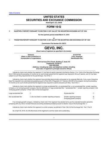 Vorschaubild Gevo 10-Q Quartalsbericht 2018 