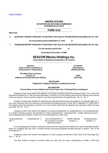 Thumbnail SEACOR Marine 10-Q Quarterly Report FY2018 