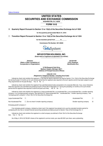 Thumbnail InfuSystem 10-Q Quarterly Report FY2018 