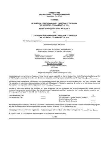 Thumbnail Bassett Furniture 10-Q Quarterly Report FY2018 