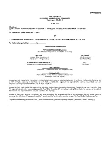 Miniature Park Aerospace 10-Q Rapport trimestriel 2019 