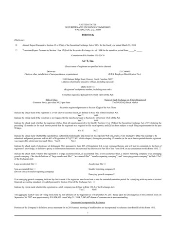 Thumbnail Air T, Inc. 10-K Annual Report 2018