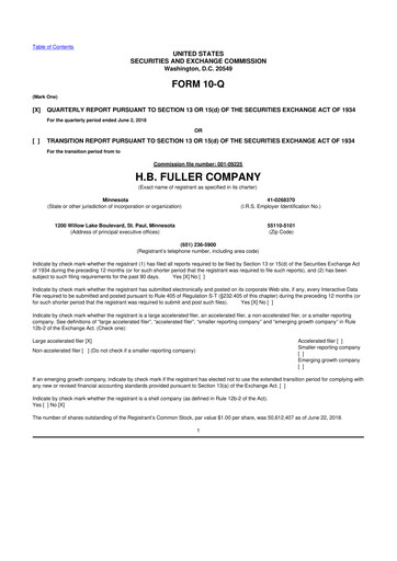 Thumbnail H.B. Fuller
 10-Q Quarterly Report FY 