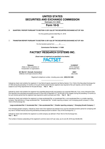 Thumbnail FactSet 10-Q Quarterly Report FY2018 