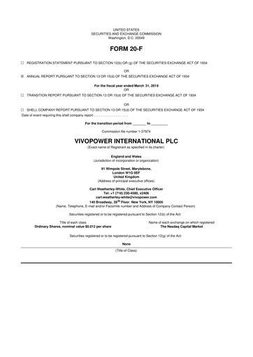 Vorschaubild VivoPower 20-F Jahresbericht 2018