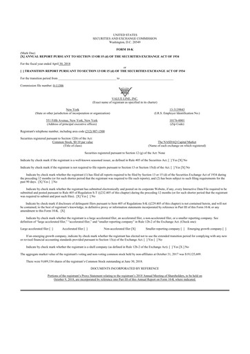 Thumbnail Value Line 10-K Annual Report 2018